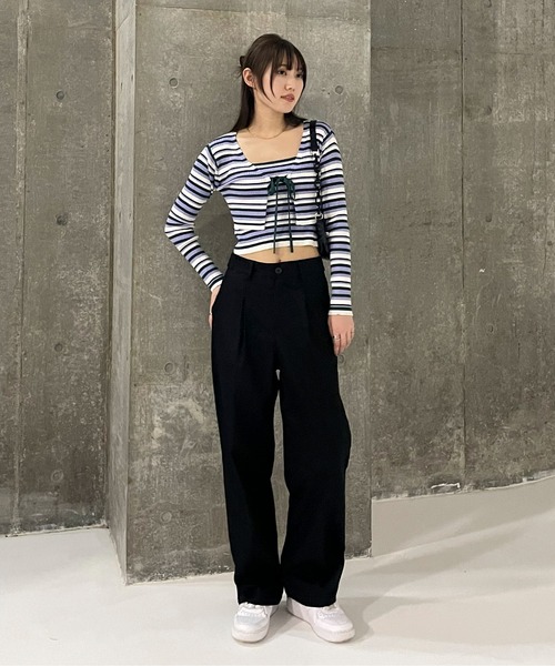 EPIMI E'PIMMY（エピミエピミー）の「〈Setでも〉ランダムボーダーニットキャミソール（キャミソール・レディース・グリーン系その他/オレンジ/パープル・MEDIUM）」の18枚目の写真