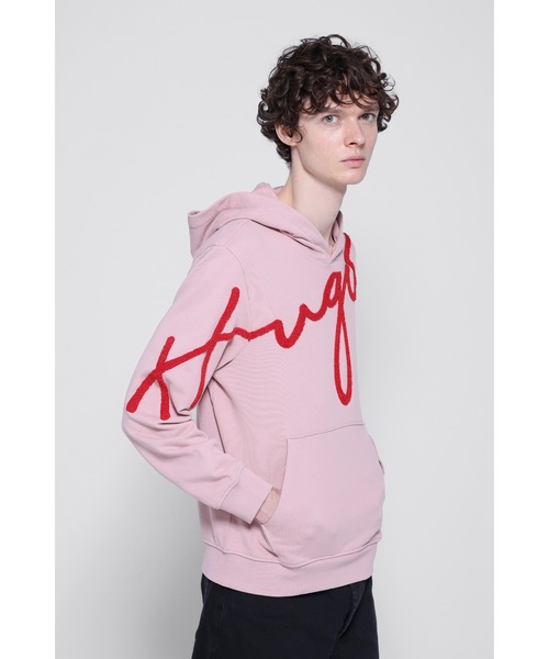 【合わせやすい】HUGOBOSS コットン ロゴ フーディ BOSS - ストレッチコットン ジップアップフーディ ロゴプリント