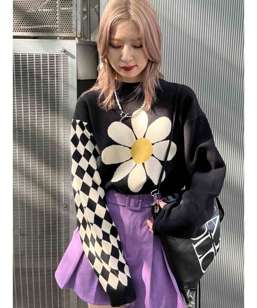 jouetie(ジュエティ)の「モチーフロゴニット(ニット/セーター・レディース・パープル/ブラック・MEDIUM)」の18枚目の写真