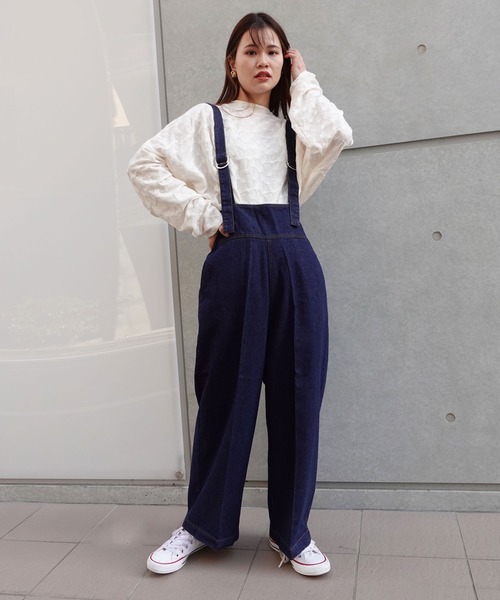 CORNERS(コーナーズ)の「ハイウエストデニムサロペット(サロペット/オーバーオール・レディース・アイボリー/ブルー/インディゴブルー・FREE)」の4枚目の写真