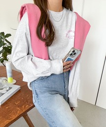 ロゴプリントボリューム袖コットン長袖Tシャツ