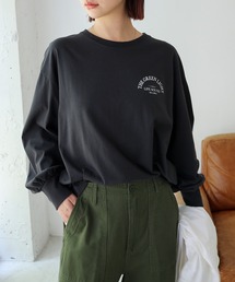 ロゴプリントボリューム袖コットン長袖Tシャツ