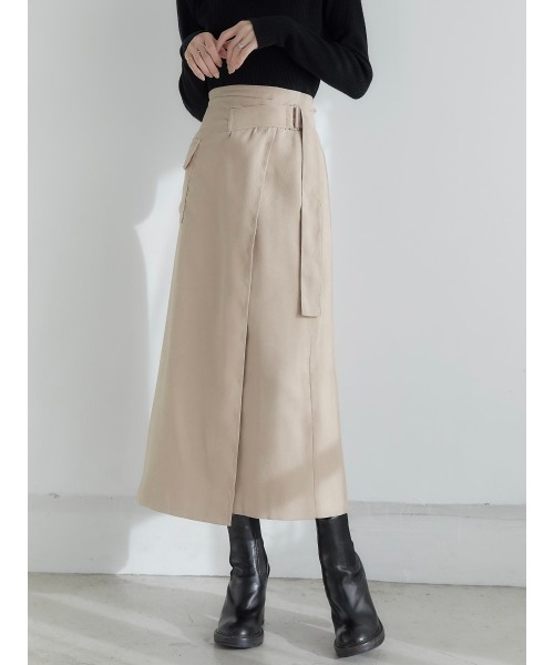 amel（エイメル）の「ピーチスキンラップスカート/ベージュ（スカート