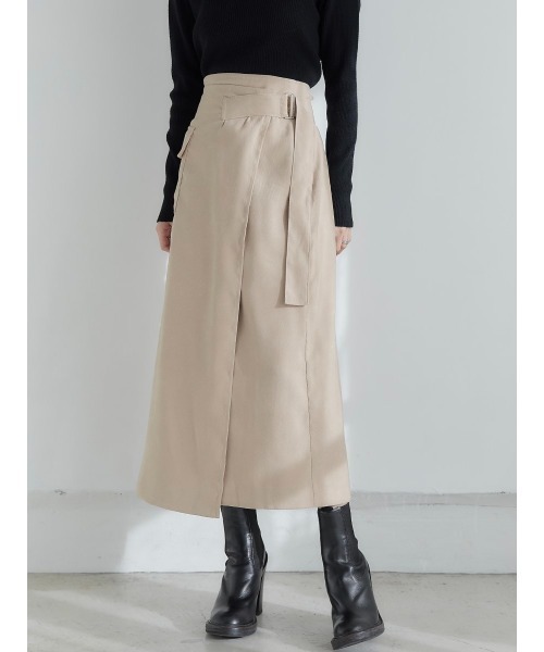 amel（エイメル）の「ピーチスキンラップスカート/ベージュ（スカート