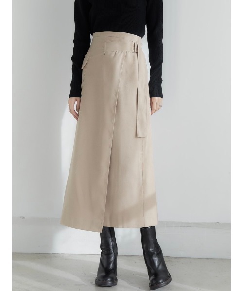 amel（エイメル）の「ピーチスキンラップスカート/ベージュ（スカート