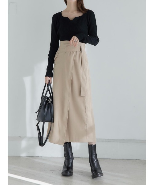 amel（エイメル）の「ピーチスキンラップスカート/ベージュ（スカート