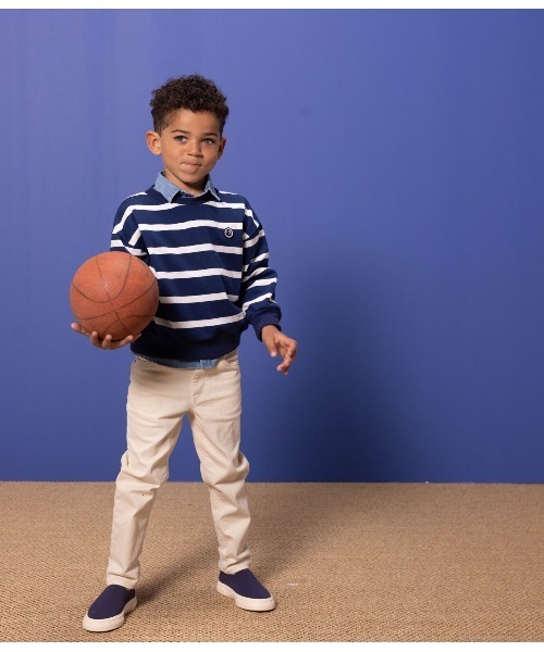 【セール】ワイドボーダースウェット長袖プルオーバー（スウェット）｜PETIT BATEAU（プチバトー）