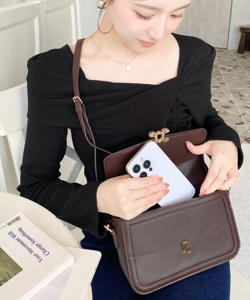 ghospell フェイクレザー　litmus　パワーショルダー　完売　ベージュ Hallelujah（ハレルヤ） お財布ショルダー スマホショルダー 本革