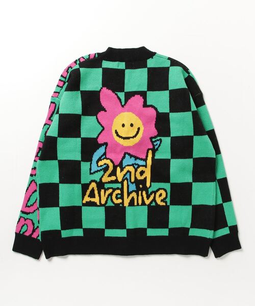 【新品】2nd ARCHIVE カラフル刺繍 カーディガン 2ND ARCHIVE / BEAR KNIT CARDIGAN / GREEN | DAMIANO