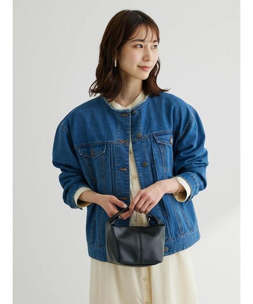 セール】ノーカラーデニムジャケット（デニムジャケット