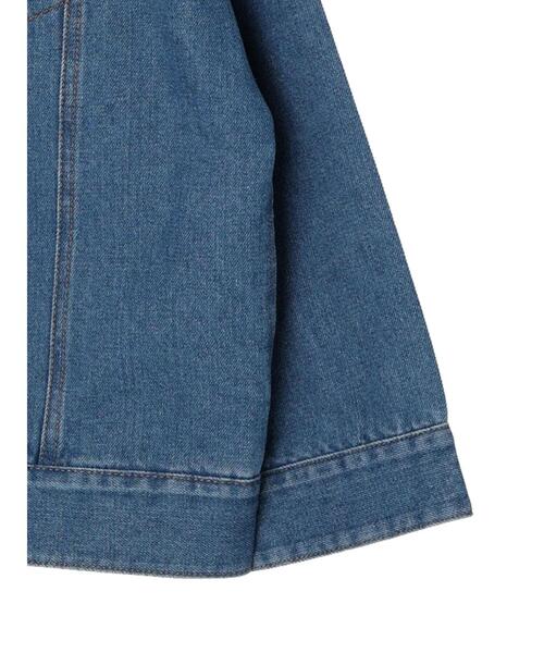 Green Parks(グリーンパークス)の「ノーカラーデニムジャケット(デニムジャケット・レディース・ライトインディゴブルー/インディゴブルー・FREE)」の9枚目の写真