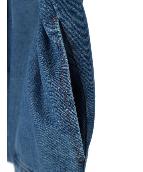 Green Parks(グリーンパークス)の「ノーカラーデニムジャケット(デニムジャケット・レディース・ライトインディゴブルー/インディゴブルー・FREE)」の14枚目の写真