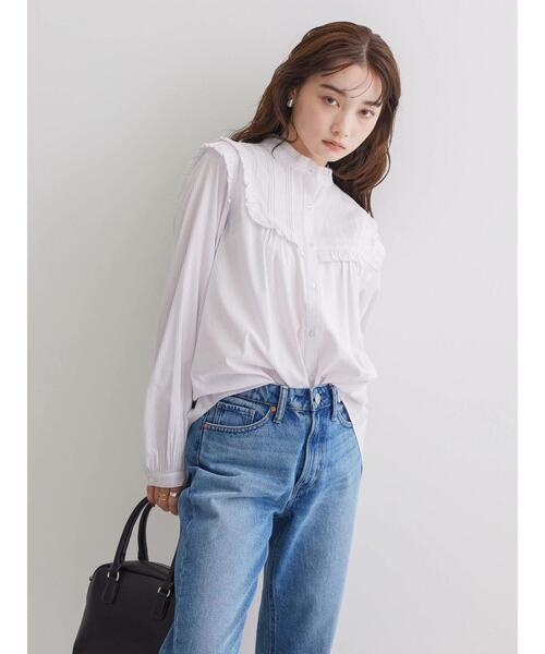 AMERICAN HOLIC（アメリカンホリック）の「ピコフリルレース切替ブラウス（シャツ/ブラウス・レディース・ブラック/ストライプ/オフホワイト・L/M）」の20枚目の写真