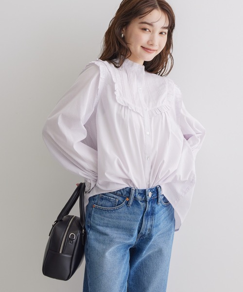 ピコフリルレース切替ブラウス