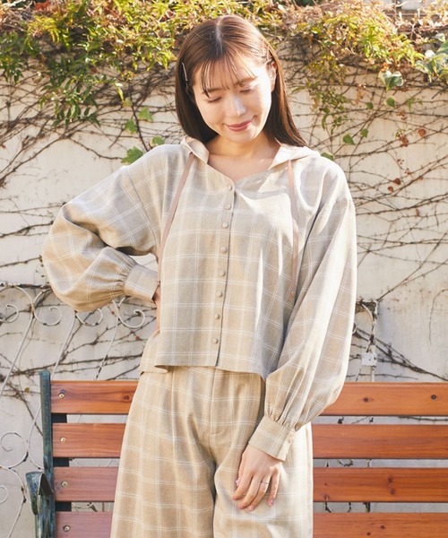 Areeam（アリーム）の「フード付きブラウス（シャツ/ブラウス・レディース・チェック/ブラック系その他・FREE）」の5枚目の写真
