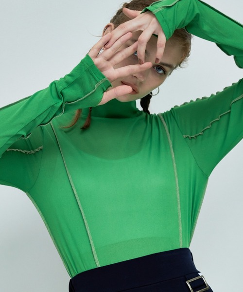 casane(カサネ)の「シアーピンタックトップス(その他トップス・レディース・ブラック/ベージュ/グリーン・FREE)」の3枚目の写真