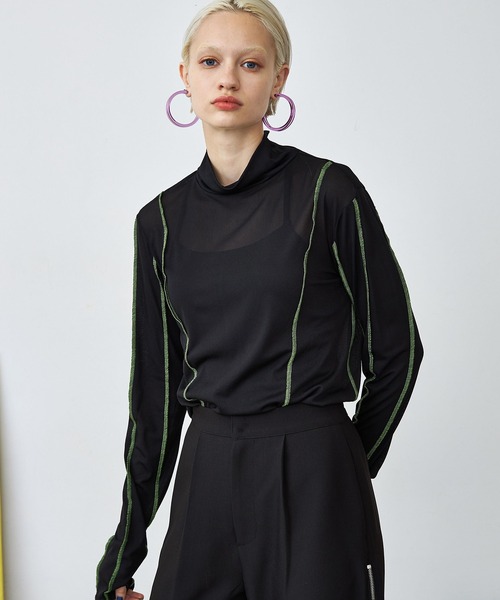 casane(カサネ)の「シアーピンタックトップス(その他トップス・レディース・ブラック/ベージュ/グリーン・FREE)」の7枚目の写真