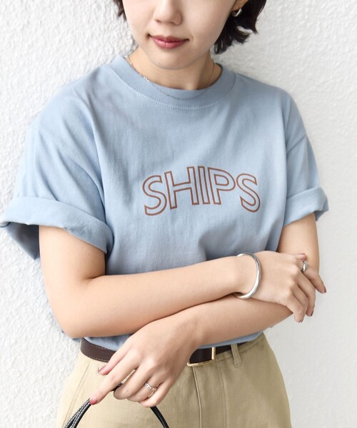 SHIPS(シップス)の「【WEB限定】 SHIPS ラウンド プリント ロゴ TEE(Tシャツ/カットソー・レディース・ホワイト/ブラック/ライトホワイト/ネイビー/ダークブルー/ブラック系/シルバーグレー/ホワイト系/ブラック系1/ライトグレー/ライトブルー/ピンク/ブルー系/ブラウン・SMALL/MEDIUM/LARGE)」の13枚目の写真