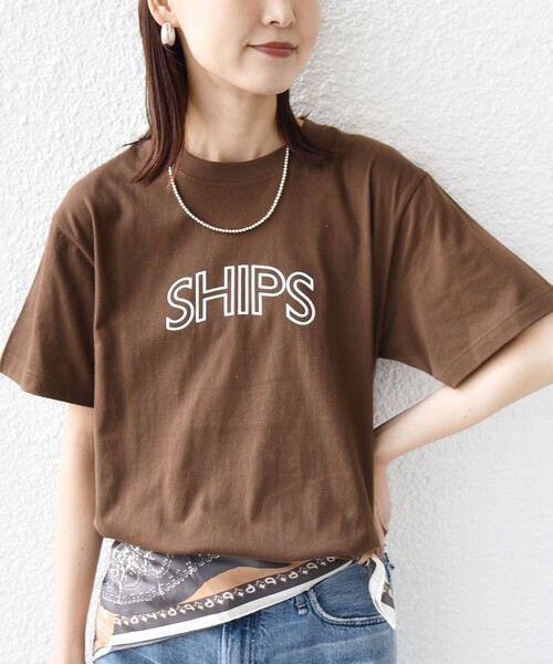 SHIPS(シップス)の「【WEB限定】 SHIPS ラウンド プリント ロゴ TEE(Tシャツ/カットソー・レディース・ホワイト/ブラック/ライトホワイト/ネイビー/ダークブルー/ブラック系/シルバーグレー/ホワイト系/ブラック系1/ライトグレー/ライトブルー/ピンク/ブルー系/ブラウン・SMALL/MEDIUM/LARGE)」の9枚目の写真