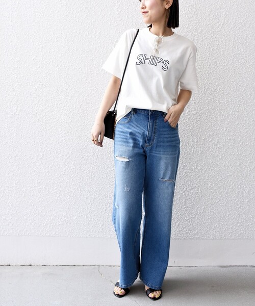 SHIPS（シップス）の「【WEB限定】 SHIPS ラウンド プリント ロゴ TEE（Tシャツ/カットソー・レディース・ホワイト/ブラック/ライトホワイト/ネイビー/ダークブルー/ブラック系/シルバーグレー/ホワイト系/ブラック系1/ライトグレー/ライトブルー/ピンク/ブルー系/ブラウン・SMALL/MEDIUM/LARGE）」の18枚目の写真