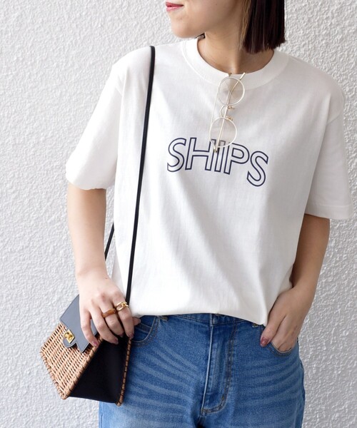 SHIPS（シップス）の「【WEB限定】 SHIPS ラウンド プリント ロゴ TEE（Tシャツ/カットソー・レディース・ホワイト/ブラック/ライトホワイト/ネイビー/ダークブルー/ブラック系/シルバーグレー/ホワイト系/ブラック系1/ライトグレー/ライトブルー/ピンク/ブルー系/ブラウン・SMALL/MEDIUM/LARGE）」の19枚目の写真