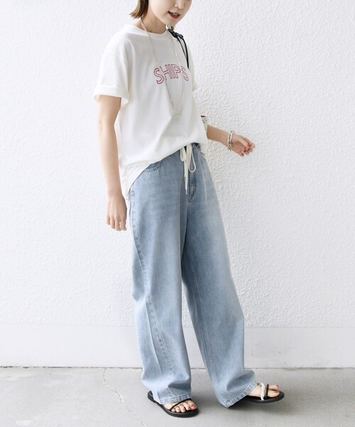 SHIPS（シップス）の「【WEB限定】 SHIPS ラウンド プリント ロゴ TEE（Tシャツ/カットソー・レディース・ホワイト/ブラック/ライトホワイト/ネイビー/ダークブルー/ブラック系/シルバーグレー/ホワイト系/ブラック系1/ライトグレー/ライトブルー/ピンク/ブルー系/ブラウン・SMALL/MEDIUM/LARGE）」の22枚目の写真