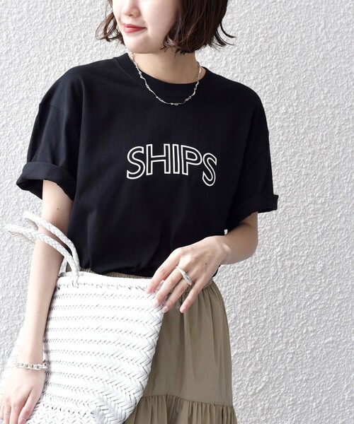 SHIPS（シップス）の「《一部追加》【WEB限定】 SHIPS ラウンド プリント ロゴ TEE（Tシャツ/カットソー・レディース・ホワイト/ブラック/ライトホワイト/ネイビー/ダークブルー/ブラック系/シルバーグレー/ホワイト系/ブラック系1/ライトグレー/ライトブルー/ピンク/ブルー系/ブラウン・SMALL/MEDIUM/LARGE）」の20枚目の写真