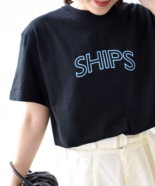 SHIPS（シップス）の「《一部追加》【WEB限定】 SHIPS ラウンド プリント ロゴ TEE（Tシャツ/カットソー・レディース・ホワイト/ブラック/ライトホワイト/ネイビー/ダークブルー/ブラック系/シルバーグレー/ホワイト系/ブラック系1/ライトグレー/ライトブルー/ピンク/ブルー系/ブラウン・SMALL/MEDIUM/LARGE）」の22枚目の写真