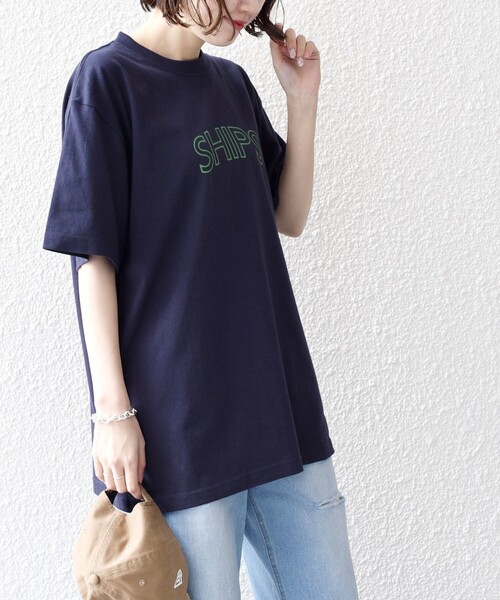 SHIPS(シップス)の「【WEB限定】 SHIPS ラウンド プリント ロゴ TEE(Tシャツ/カットソー・レディース・ホワイト/ブラック/ライトホワイト/ネイビー/ダークブルー/ブラック系/シルバーグレー/ホワイト系/ブラック系1/ライトグレー/ライトブルー/ピンク/ブルー系/ブラウン・SMALL/MEDIUM/LARGE)」の15枚目の写真
