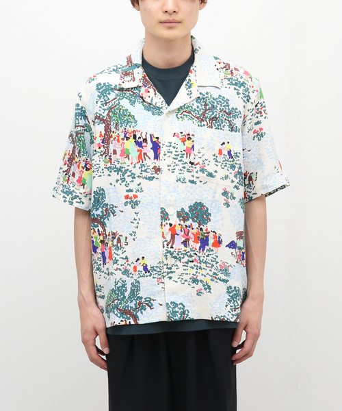 mii（ミー）の「【mii / ミイ】フェスタプリント リネンシャツ（シャツ/ブラウス・メンズ・ホワイト/ブラック・FREE）」の4枚目の写真