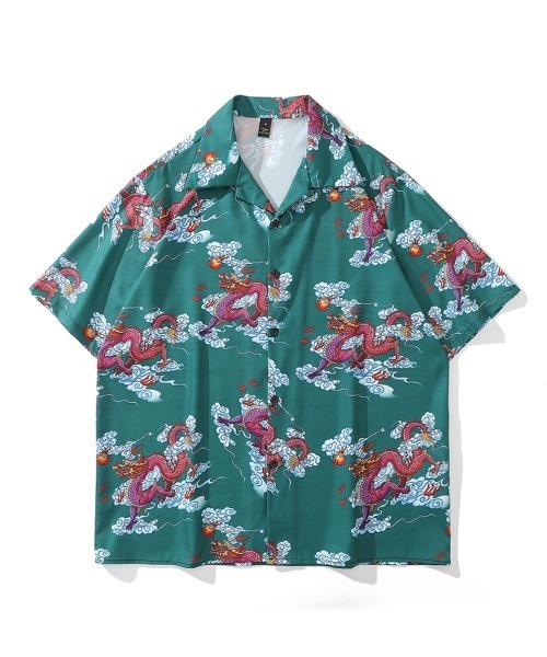Ressaca(レサーカ)の「オーバーサイズ アソート オープンカラー半袖アロハ総柄シャツ(シャツ/ブラウス・メンズ・ターコイズブルー/ブルー/ブラック系その他/ブラック×ブルー/ダークオレンジ/ライトブルー/スカイブルー/ブラック/ブラック系その他2/ホワイト×グリーン/ブラック×レッド/ブラック×グリーン/パープル/グリーン系その他/ダークブルー/グリーン/ブラウン/ライトグリーン・M/L/XL/XXL)」の12枚目の写真