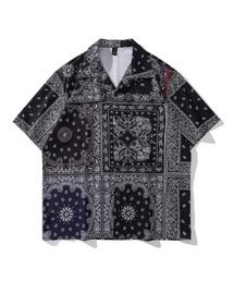 オーバーサイズ アソート オープンカラー半袖アロハ総柄シャツ