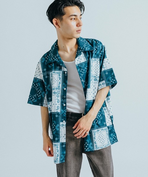 Ressaca(レサーカ)の「オーバーサイズ アソート オープンカラー半袖アロハ総柄シャツ(シャツ/ブラウス・メンズ・ターコイズブルー/ブルー/ブラック系その他/ブラック×ブルー/ダークオレンジ/ライトブルー/スカイブルー/ブラック/ブラック系その他2/ホワイト×グリーン/ブラック×レッド/ブラック×グリーン/パープル/グリーン系その他/ダークブルー/グリーン/ブラウン/ライトグリーン・M/L/XL/XXL)」の19枚目の写真