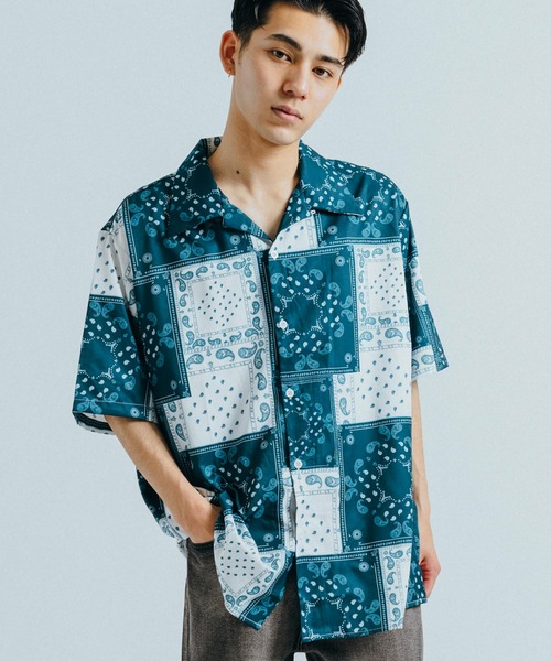 Ressaca(レサーカ)の「オーバーサイズ アソート オープンカラー半袖アロハ総柄シャツ(シャツ/ブラウス・メンズ・ターコイズブルー/ブルー/ブラック系その他/ブラック×ブルー/ダークオレンジ/ライトブルー/スカイブルー/ブラック/ブラック系その他2/ホワイト×グリーン/ブラック×レッド/ブラック×グリーン/パープル/グリーン系その他/ダークブルー/グリーン/ブラウン/ライトグリーン・M/L/XL/XXL)」の20枚目の写真