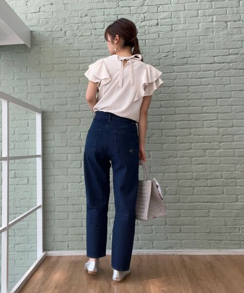 couture brooch（クチュールブローチ）の「◆【前後2WAY/一枚で華やかに決まる。】リネンライクラッフルブラウス（シャツ/ブラウス・レディース・ネイビー/ピンク系/アイボリー・36/38/40/42）」の14枚目の写真