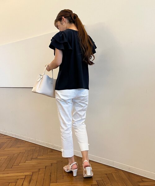 couture brooch（クチュールブローチ）の「◆【前後2WAY/一枚で華やかに決まる。】リネンライクラッフルブラウス（シャツ/ブラウス・レディース・ネイビー/ピンク系/アイボリー・36/38/40/42）」の21枚目の写真