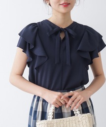 couture brooch | ◆【前後2WAY/一枚で華やかに決まる。】リネンライクラッフルブラウス(シャツ/ブラウス)