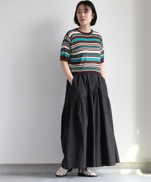 a-ya☆22fabric生地使用☆ガウチョパンツ☆22キャビネット AMBIDEX Store ○○COTTONギャバ FRILL パンツ(F OFF WHITE