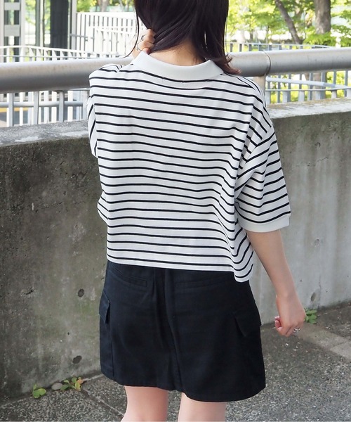 tiptop（ティップトップ）の「ハートロゴポロ衿ショート丈Tシャツ（Tシャツ/カットソー・レディース・オフホワイト/ブラック/ホワイト系その他/ホワイト系その他2/ブラック系その他・FREE）」の22枚目の写真