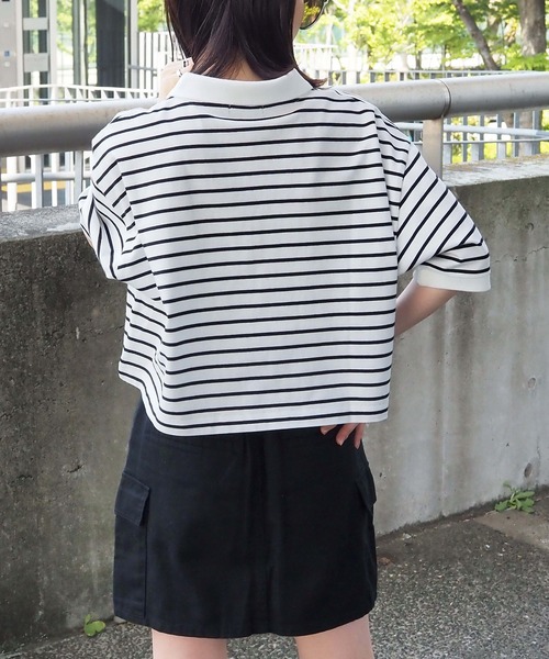 tiptop（ティップトップ）の「ハートロゴポロ衿ショート丈Tシャツ（Tシャツ/カットソー・レディース・オフホワイト/ブラック/ホワイト系その他/ホワイト系その他2/ブラック系その他・FREE）」の18枚目の写真