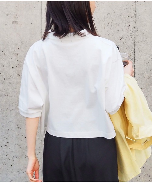 tiptop（ティップトップ）の「ハートロゴポロ衿ショート丈Tシャツ（Tシャツ/カットソー・レディース・オフホワイト/ブラック/ホワイト系その他/ホワイト系その他2/ブラック系その他・FREE）」の13枚目の写真