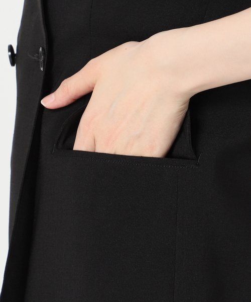 JOURNAL STANDARD(ジャーナルスタンダード)の「アイアスストレッチハーフスリーブジャケット(ノーカラージャケット・レディース・ベージュ/ブラック/ブラック系その他・FREE)」の19枚目の写真