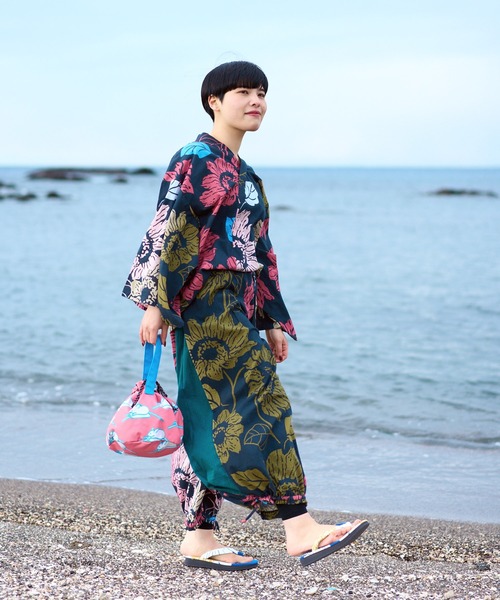 カヤ（カヤ）の「【カヤ】ひまわり浴衣パンツ（その他パンツ・レディース・パープル/スミクロ/ブルー・FREE）」の6枚目の写真