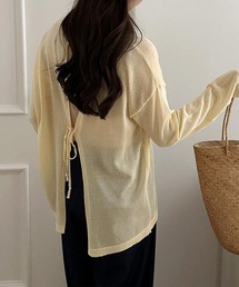 【 選べる7color 】ニュアンスカラーバックスリットオーバーシアーニット / nuance color back slit over sheer knit