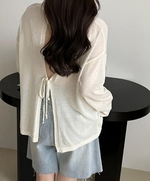 【 選べる7color 】ニュアンスカラーバックスリットオーバーシアーニット / nuance color back slit over sheer knit