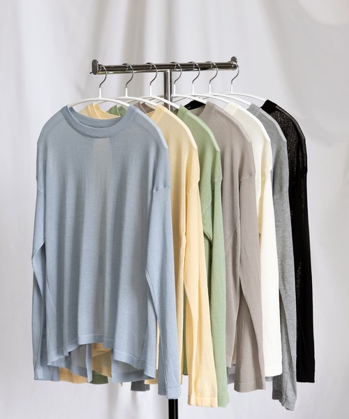 me+em select(ミームセレクト)の「【 選べる7color 】ニュアンスカラーバックスリットオーバーシアーニット / nuance color back slit over sheer knit(ニット/セーター・レディース・イエロー/ブルー/グリーン/アイボリー/グレー/ブラック/モカ・FREE)」の14枚目の写真