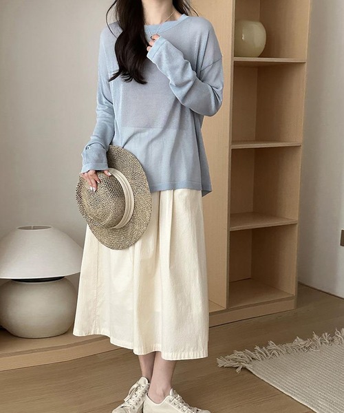 me+em select(ミームセレクト)の「【 選べる7color 】ニュアンスカラーバックスリットオーバーシアーニット / nuance color back slit over sheer knit(ニット/セーター・レディース・イエロー/ブルー/グリーン/アイボリー/グレー/ブラック/モカ・FREE)」の10枚目の写真