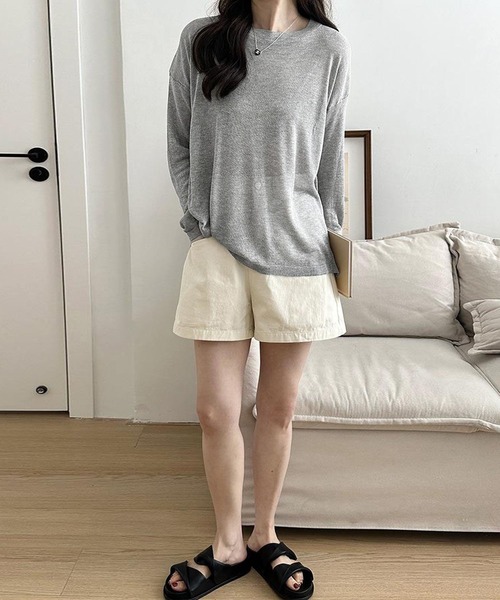 me+em select(ミームセレクト)の「【 選べる7color 】ニュアンスカラーバックスリットオーバーシアーニット / nuance color back slit over sheer knit(ニット/セーター・レディース・イエロー/ブルー/グリーン/アイボリー/グレー/ブラック/モカ・FREE)」の8枚目の写真
