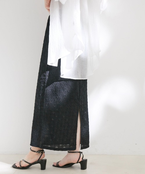 VIS（ビス）の「ストレッチラッセルレースタイトスカート（スカート・レディース・ホワイト/ダークブラウン/ブラック/ミント・FREE）」の3枚目の写真