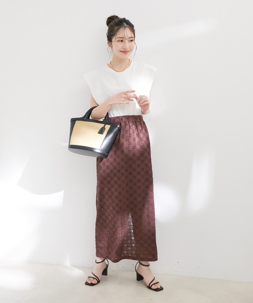 VIS（ビス）の「ストレッチラッセルレースタイトスカート（スカート・レディース・ホワイト/ダークブラウン/ブラック/ミント・FREE）」の10枚目の写真